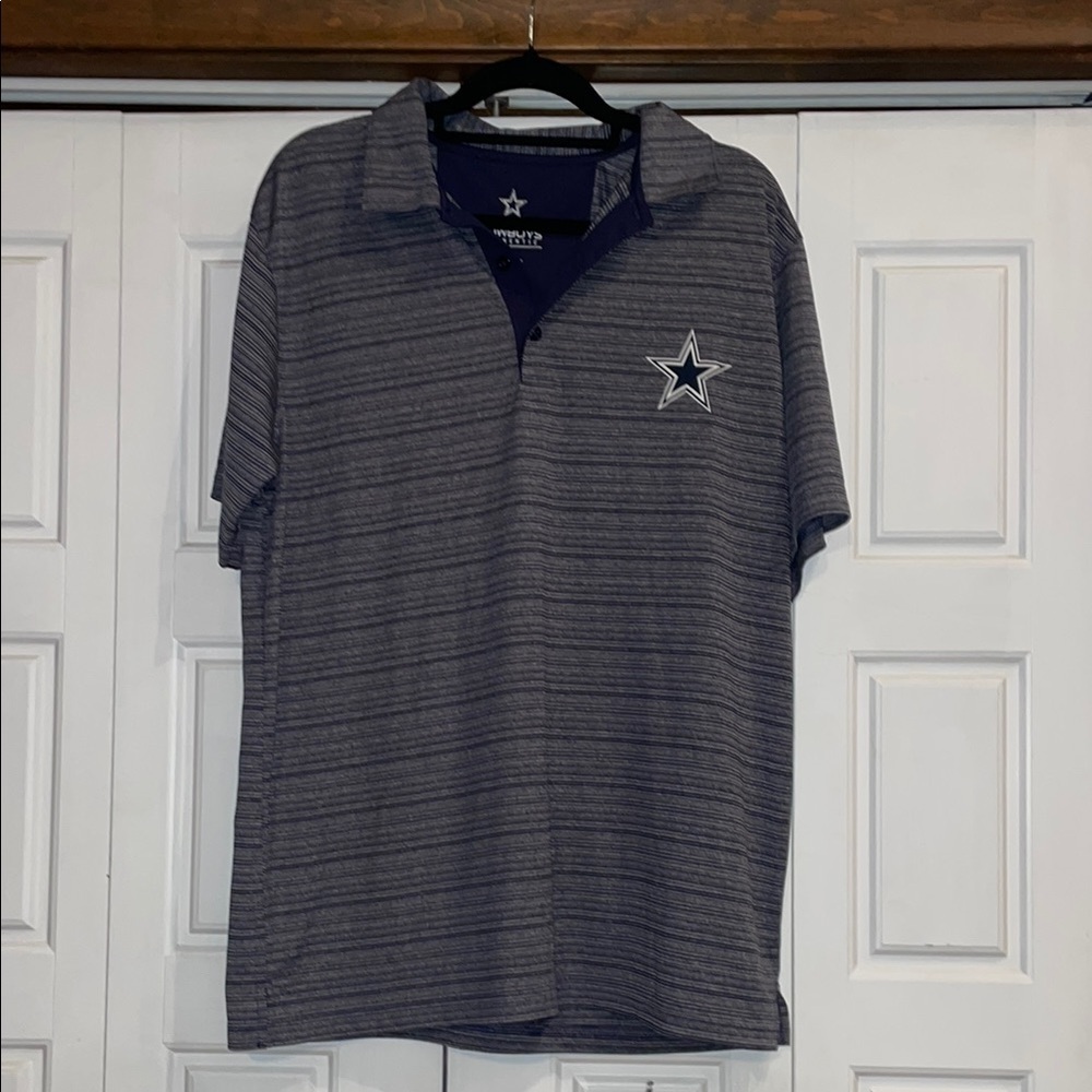 NFL Dallas Cowboys Gray Polo Shirt with Stripes